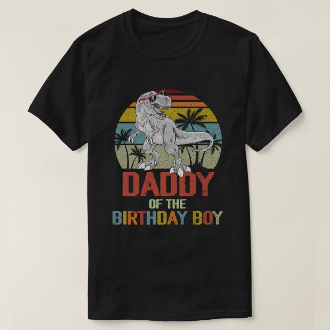 Daddy Dinosaur of the Birthday Boy Dad Family T-Shirt (Design vorne)