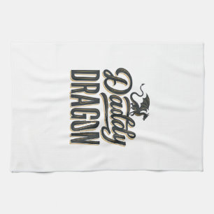 Daddy Dragon Vintage Gravur Shirt Design_1 Geschirrtuch