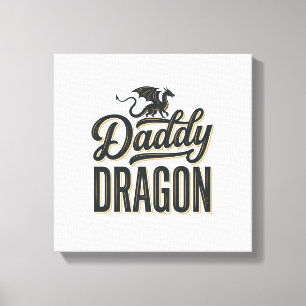 Daddy Dragon Vintage Gravur Shirt Design_1 Leinwanddruck