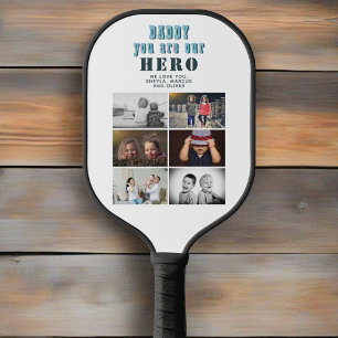 Daddy du bist unser Helden 6 Foto Collage Pickleball Schläger