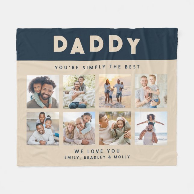 Daddy einfach die beste FotoCollage Personalisiert Fleecedecke (Vorderseite (Horizontal))