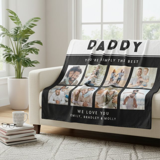 Daddy einfach die beste FotoCollage Personalisiert Fleecedecke (Von Creator hochgeladen)