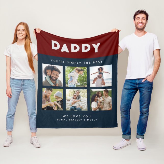 Daddy einfach die beste FotoCollage Personalisiert Fleecedecke (Beispiel)