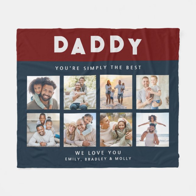 Daddy einfach die beste FotoCollage Personalisiert Fleecedecke (Vorderseite (Horizontal))