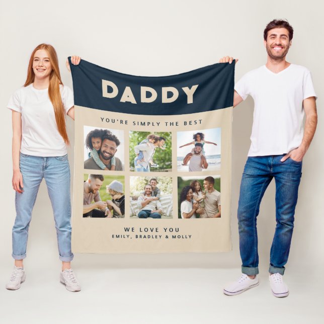 Daddy einfach die beste FotoCollage Personalisiert Fleecedecke (Beispiel)