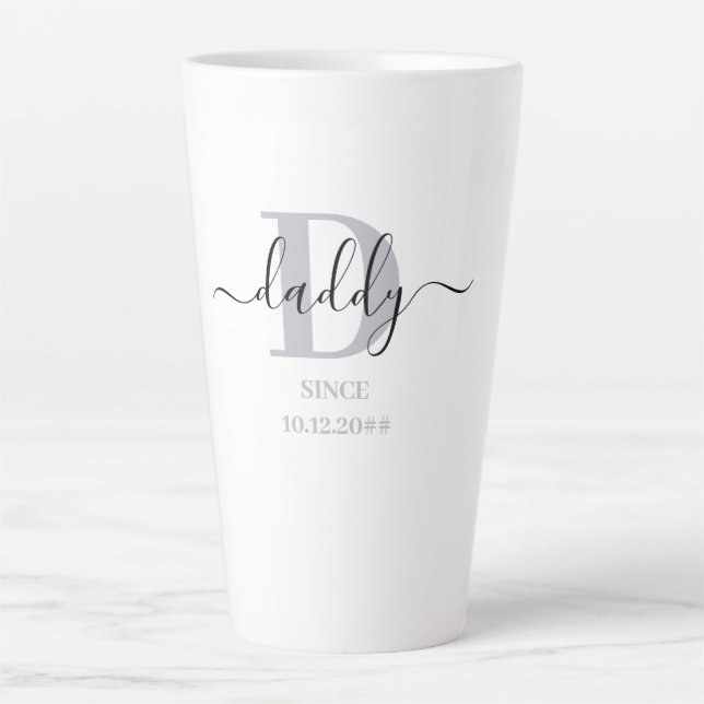 Daddy Eleganter Script-Vater Monogram Silver Gray Milchtasse (Vorderseite)