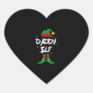Daddy Elf Familie passt Weihnachts-Outfit-Geschenk Herz-Aufkleber