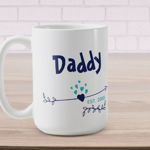 Daddy Est 20xx Herz & Pfeile Zwei Tone Blau Kaffeetasse