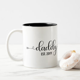 Daddy Est, New Dad | Papa zu Geschenken Zweifarbige Tasse
