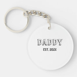 Daddy Est Year Vatertag Bold Typografy Foto Schlüsselanhänger