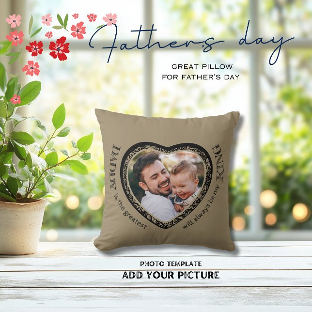 Daddy Foto Heart Shape Kissen (Daddy Photo Heart Shape Throw Pillow)