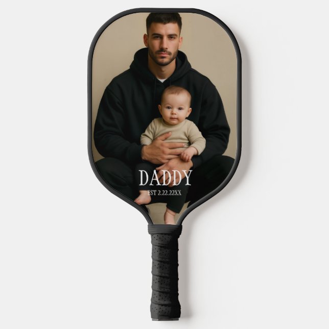 Daddy-Foto und Schrift  Pickleball Schläger (Vorderseite)