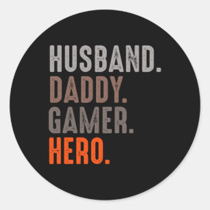 Daddy Gamer Hero - Esport Lover - Videospiel Runder Aufkleber