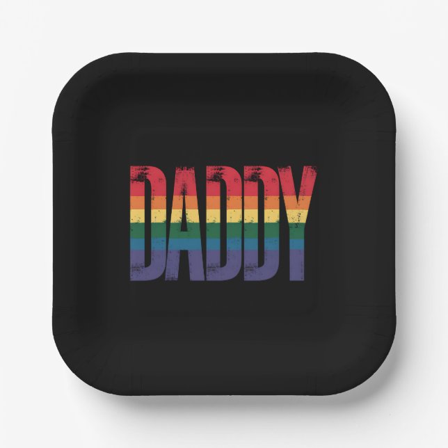 Daddy Gay Pride Monat LGBTQ Vathers Day Rainbow Pappteller (Vorderseite)