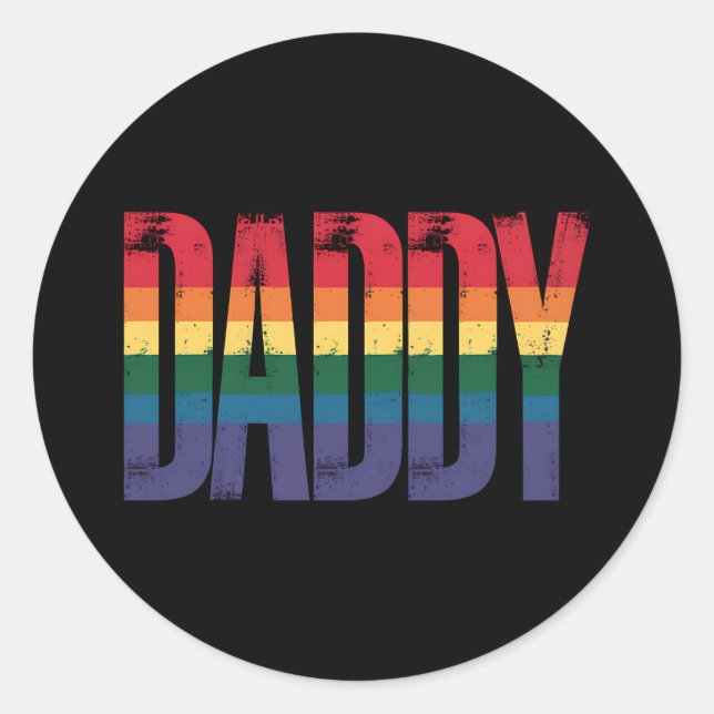 Daddy Gay Pride Monat LGBTQ Vathers Day Rainbow Runder Aufkleber (Vorderseite)
