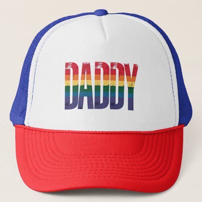 Daddy Gay Pride Monat LGBTQ Vathers Day Rainbow Truckerkappe (Vorderseite)