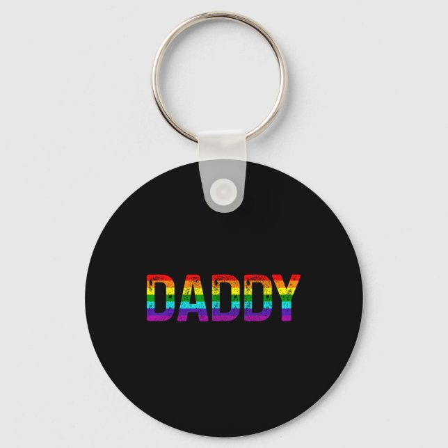 Daddy Gay Pride Month Lgbtq Vathers Day Rainbow Fl Schlüsselanhänger (Vorderseite)
