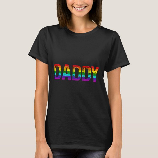 Daddy Gay Pride Month Lgbtq Vathers Day Rainbow Fl T-Shirt (Vorderseite)