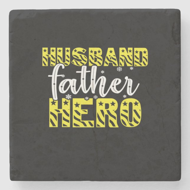 Daddy Gift Husband Father Hero Steinuntersetzer (Vorderseite)