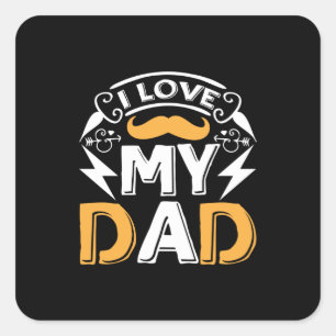 Daddy Gift I Liebe Vater Quadratischer Aufkleber