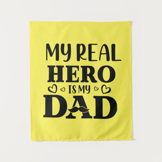 Daddy Gift mein echter Held ist mein Held Wandteppich (Vorderseite)