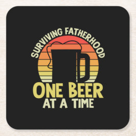 Daddy Gift überleben Vaterschaft ein Bier Rechteckiger Pappuntersetzer