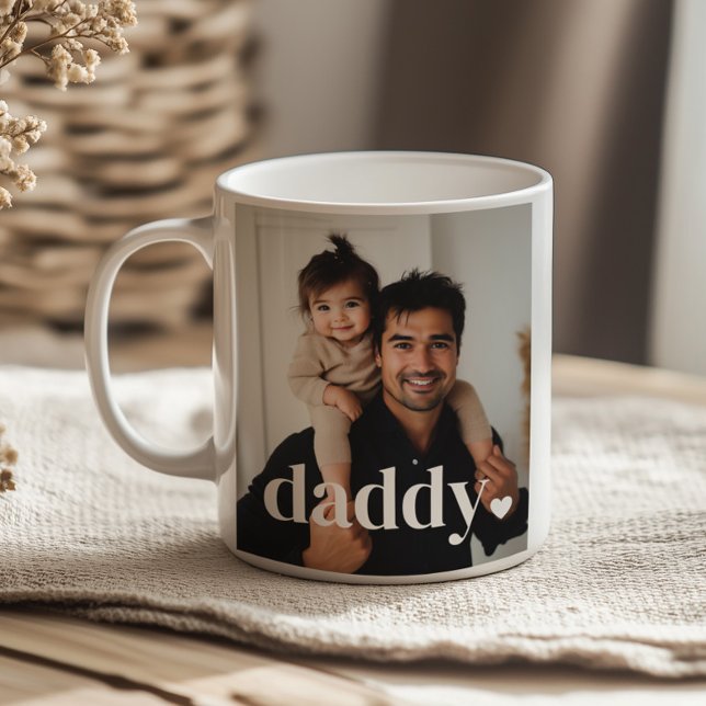 Daddy Heart - Foto des Ersten Vaters Kaffeetasse (Zazzle Daddy Heart - First Father's Day Photo  Coffee Mug (Front))