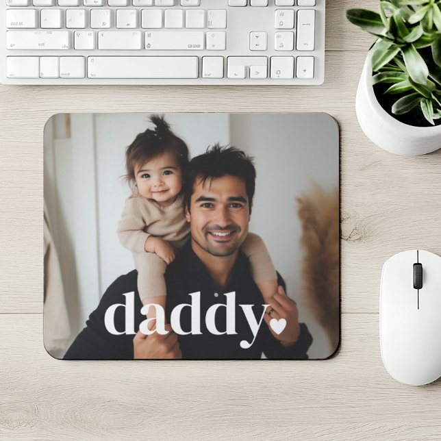 Daddy Heart - Foto des Ersten Vaters Mousepad (Zazzle Daddy Heart - First Father's Day Photo  Mouse Pad)