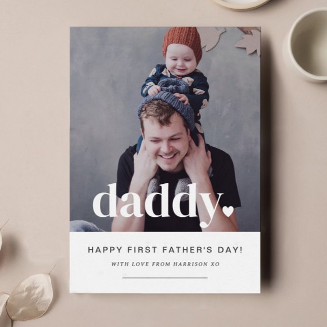 Daddy Heart - Foto-Karte des ersten Vaters Einladung (Von Creator hochgeladen)