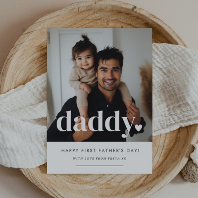 Daddy Heart - Premier Carte photo de Fête des père (Zazzle Daddy Heart - First Father's Day Photo Card)