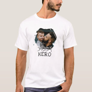Daddy Hero Typografy Vater Foto Keepake T-Shirt