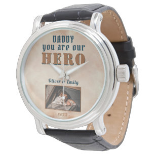 Daddy Hero Watercolor Vaterday Foto Armbanduhr