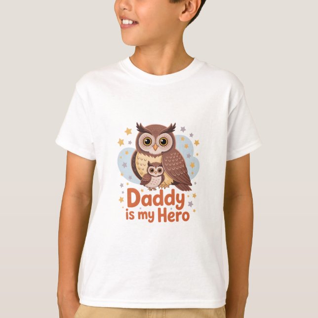 Daddy is My Held - Niedlich Owls T-Shirt (Vorderseite)