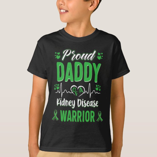 Daddy Kidney Disease Warrior Awareness Ribbon Gree T-Shirt (Vorderseite)