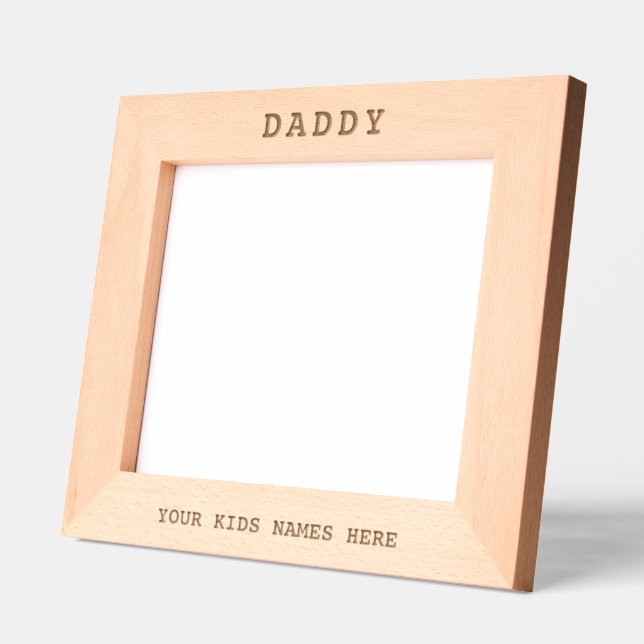 Daddy Kids Names Vater Gift Family Picture Foto Geätzte Rahmen (Links)