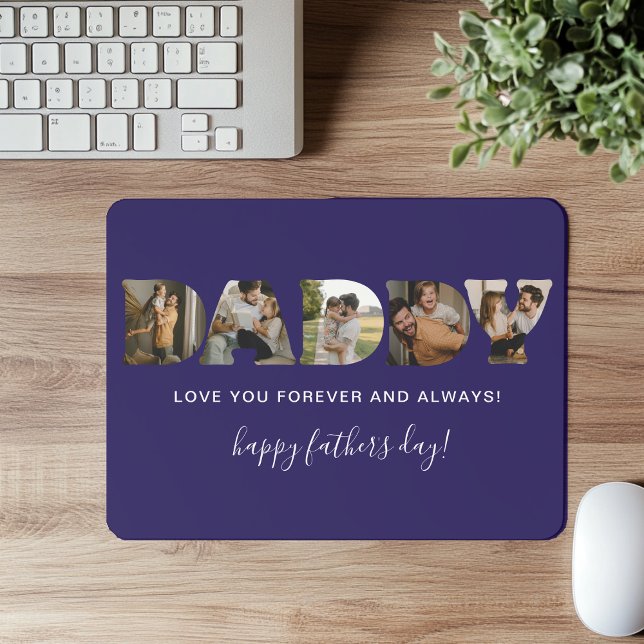 DADDY Letter Foto Collage Vatertag Mousepad (Von Creator hochgeladen)