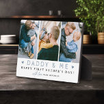 'Daddy & Me' 1. Vatertag 3 x FotoCollage Fotoplatte<br><div class="desc">Erstellen Sie Ihr eigenes "Daddy & Me" Keepake Foto Plaque. Design bietet 3 Porträtbilder Ihrer Wahl, den niedlichen Text 'Daddy & Me' mit zwei kleinen Herzen - Happy First Vatertag!, ein 'mit Liebe' in eleganter Kalligrafieschrift und einen Namen, von dem es stammt. Ein wunderschönes einfaches Vatertagsgeschenk für diese ersten Väter,...</div>