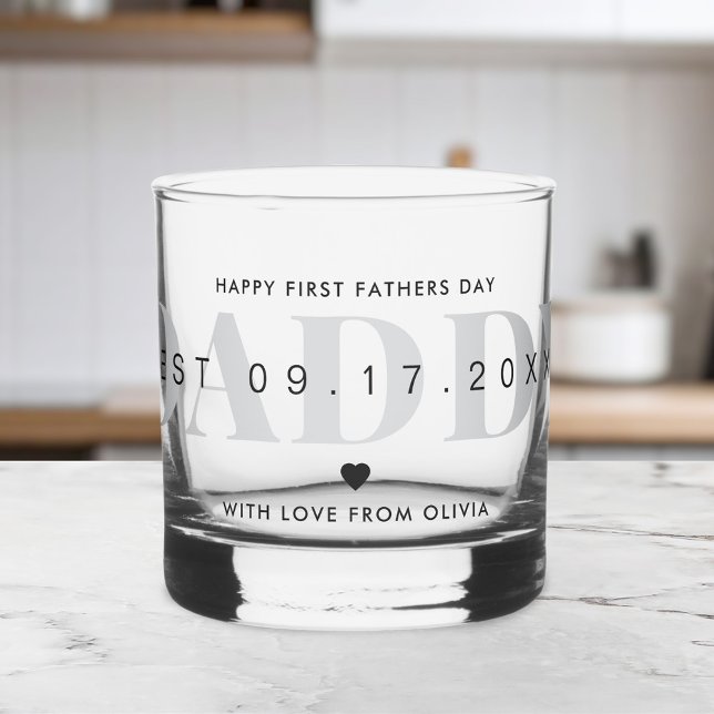 Daddy Modern Minimalistisch First Vathers Day Whiskyglas (Von Creator hochgeladen)