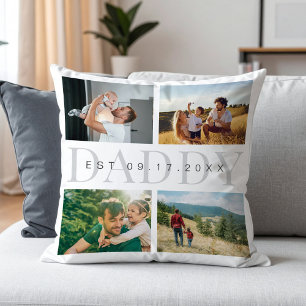Daddy Modern Vathers Day Foto Collage Kissen