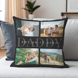 Daddy Modern Vathers Day Foto Collage Kissen