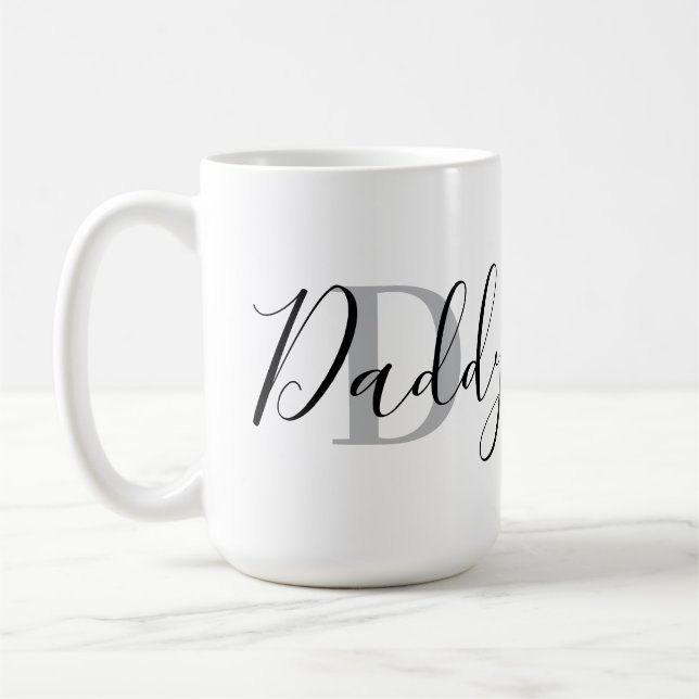 Daddy-Monogramm Grau Kaffeetasse (Links)