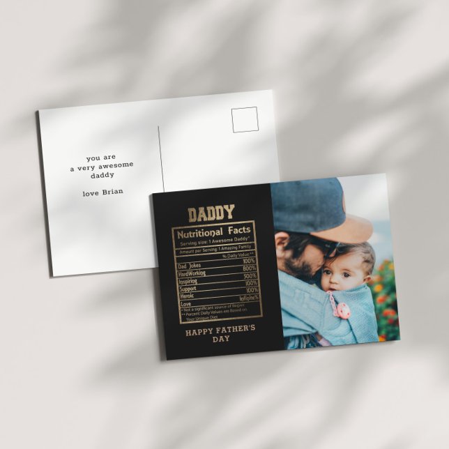 Daddy Nutritional Facts Fête des pères Carte posta (Créateur téléchargé)