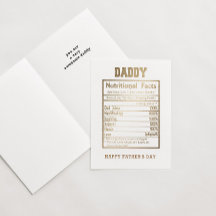 Daddy Nutritional Facts Vatertag Card