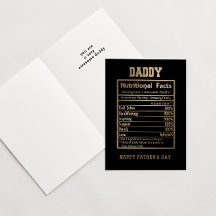 Daddy Nutritional Facts Vatertag Card