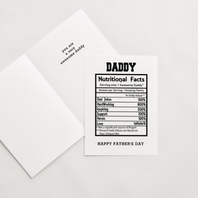 Daddy Nutritional Facts Vatertag Karte (Von Creator hochgeladen)