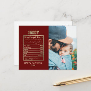 Daddy Nutritional Facts Vatertag Postcard Postkarte