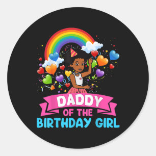Daddy of Birthday Girl Gracie Birthday Dolls Girl Runder Aufkleber