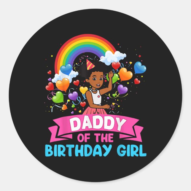 Daddy of Birthday Girl Gracie Birthday Dolls Girl Runder Aufkleber (Vorderseite)