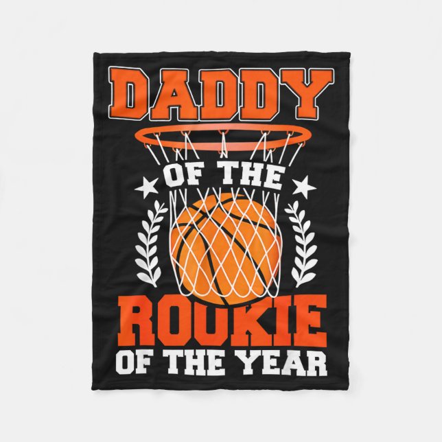 Daddy Of Rookie 1st Basketball Bday Theme Matching Fleecedecke (Vorderseite)