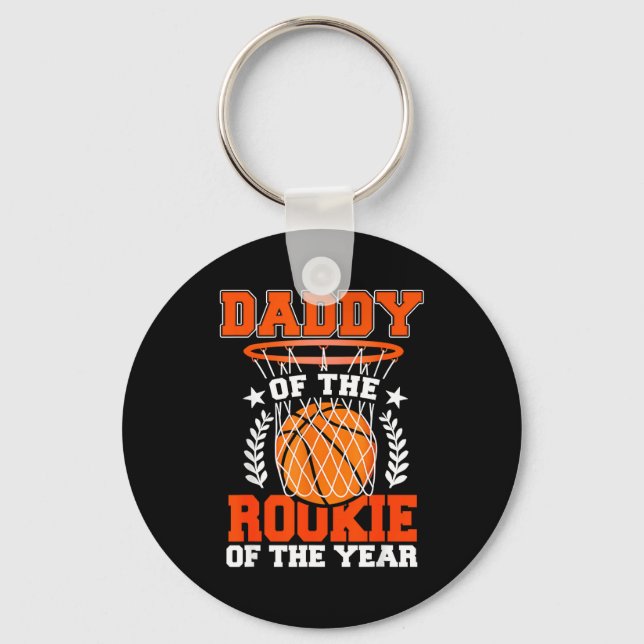 Daddy Of Rookie 1st Basketball Bday Theme Matching Schlüsselanhänger (Vorderseite)